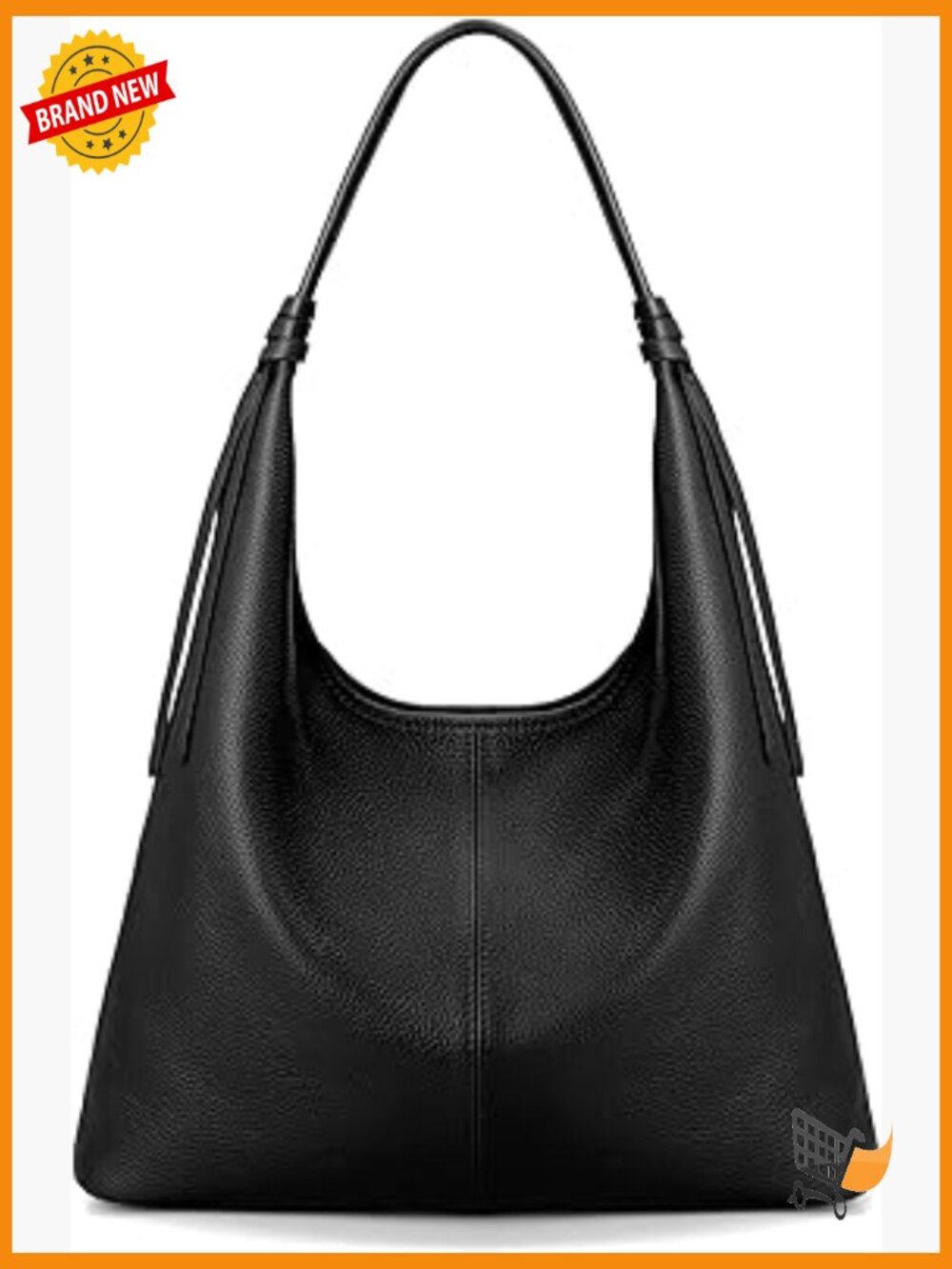 Genuine Leather Slouchy Hobo Tote Bag with Tassel Magnetic Closure Lightweight
